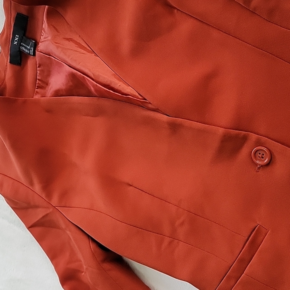 🪵 BURNT ORANGE BROWN SIENNA CARMEL RUST SNATCHED FOREVER 21 BLAZER - Picture 3 of 8